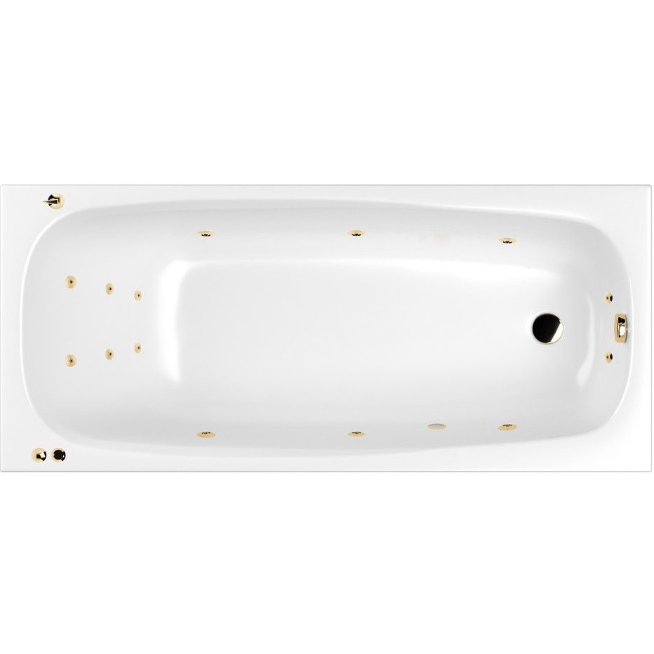 Ванная гидромассажная Whitecross Layla SMART 0102.180080.100.SMART.GL 180x80 см, (белый глянцевый, золотой), каркас, слив перелив